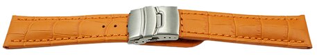 Faltschliee Uhrenarmband Leder Kroko orange 18mm 20mm 22mm 24mm 26mm