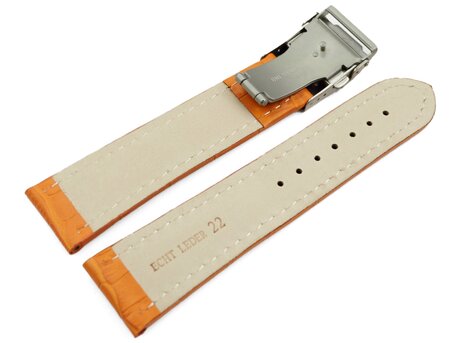 Faltschliee Uhrenarmband Leder Kroko orange 18mm 20mm 22mm 24mm 26mm