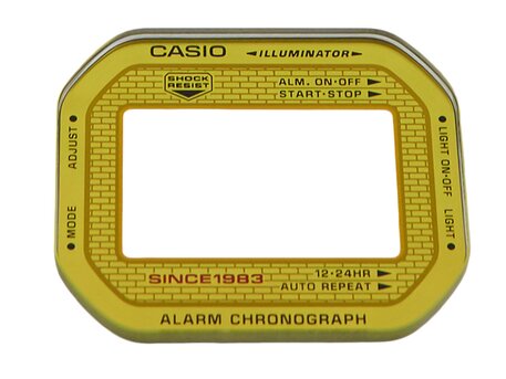 Cristal de repuesto Casio G-Shock DW-5035E-7 con borde dorado