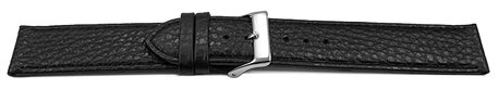 Schnellwechsel Uhrenarmband weiches Leder genarbt schwarz 12mm Stahl