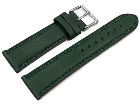 Correa de reloj de cuero muy suave acolchada retro look verde 14mm - 24mm